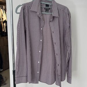 H&M Men's Purple and White Checkered Button Down Shirt